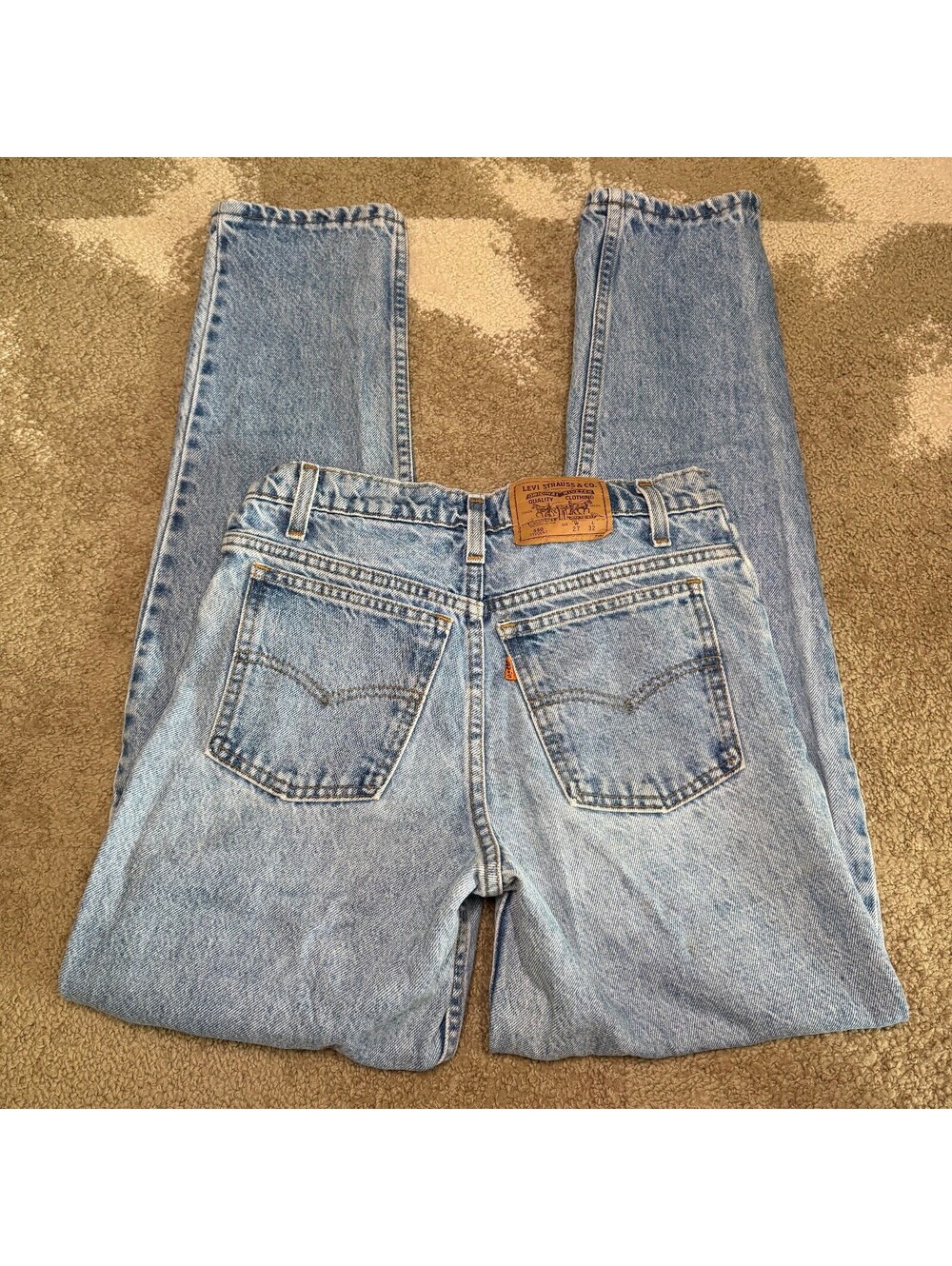 Vintage 1990s Levis 550 Orange Tab Student Jeans Light Wash USA Made 27x32